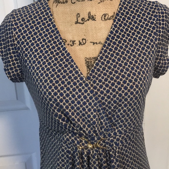 NY&Co elegant blue & tan blouse - Picture 2 of 5